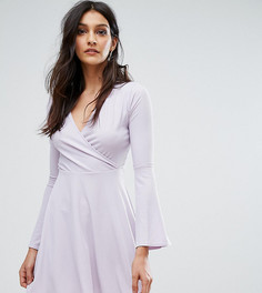 Короткое приталенное платье в рубчик с запахом спереди Club L - Фиолетовый