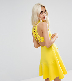 Короткое приталенное платье со шнуровкой на спине ASOS PETITE - Синий