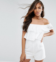 Ярусный ромпер с вышивкой Missguided Tall - Белый