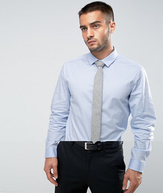 Синяя узкая рубашка и серый фактурный галстук ASOS - СКИДКА - Синий
