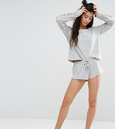 Шорты с помпонами ASOS PETITE LOUNGE - Серый