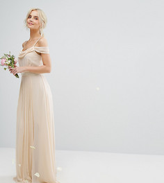 Платье макси с открытыми плечами и отделкой TFNC Petite Wedding - Кремовый
