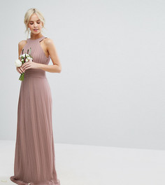 Плиссированное платье макси с высокой горловиной TFNC Petite WEDDING - Розовый