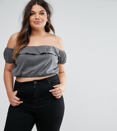 Кроп топ-бандо с оборками ASOS CURVE - Черный