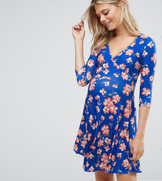 Синее платье с запахом и цветочным принтом ASOS Maternity NURSING - Мульти