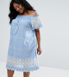 Платье с широким вырезом и вышивкой Alice & You - Синий