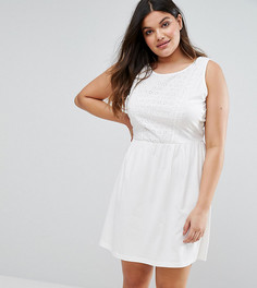 Короткое приталенное платье без рукавов с отделкой кроше Junarose - Белый
