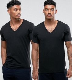 2 черные футболки с V-образным вырезом Calvin Klein - Черный