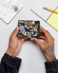Кожаный бумажник с цветочным принтом ASOS - Черный