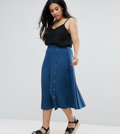 Юбка миди на кнопках ASOS CURVE - Синий