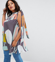 Туника с модным принтом и лентами на плечах ASOS CURVE - Мульти