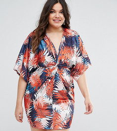 Платье с глубоким вырезом и тропическим принтом Missguided Plus - Мульти