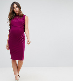 Платье с высоким воротником и завязками по бокам ASOS Maternity NURSING - Фиолетовый