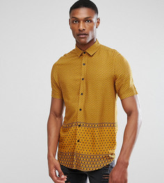Рубашка классического кроя из вискозы с принтом ASOS TALL - Коричневый