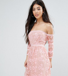 Кружевное короткое приталенное платье Boohoo Petite - Розовый