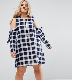 Свободное платье в клетку с молнией ASOS CURVE - Мульти