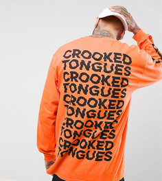 Оранжевый лонгслив с повторяющимся принтом Crooked Tongues Gildan - Оранжевый