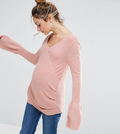 Джемпер с запахом и расклешенными рукавами ASOS Maternity NURSING - Розовый