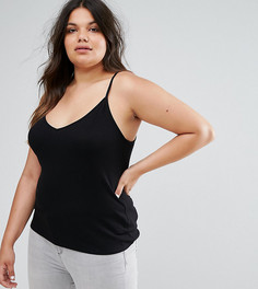 Топ в рубчик на бретельках ASOS CURVE - Черный