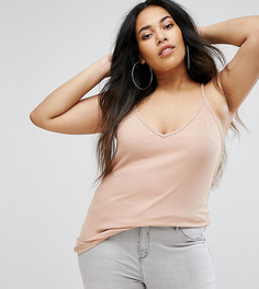 Топ в рубчик с тонкими бретельками ASOS CURVE - Розовый