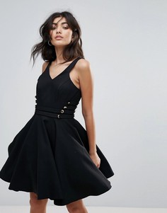 Короткое приталенное платье для выпускного с V-образным вырезом Forever Unique - Черный