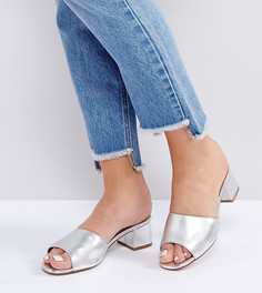 Мюли цвета металлик на каблуке для широкой стопы New Look - Серебряный