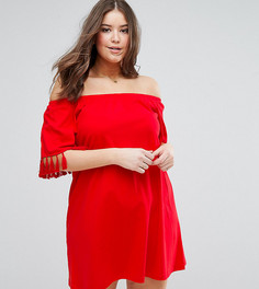 Сарафан с открытыми плечами и кисточками ASOS CURVE - Красный