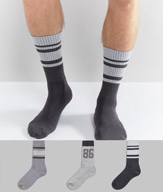 Набор из 3 пар носков в спортивном стиле ASOS - Серый