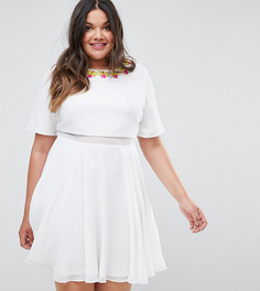 Короткое приталенное платье с 3D-отделкой ASOS CURVE - Белый