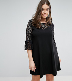Короткое приталенное платье с кружевными рукавами Praslin - Черный
