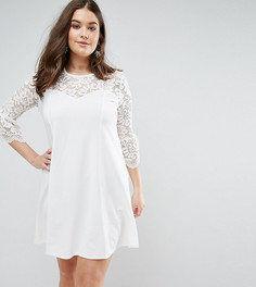 Короткое приталенное платье с кружевными рукавами Praslin - Кремовый