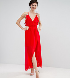Платье миди асимметричной длины с рюшами и лямками на спине TD By True Decadence Tall - Красный