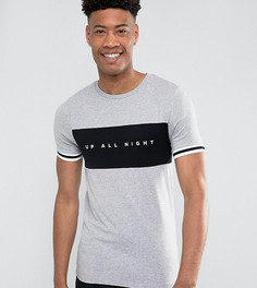 Обтягивающая футболка со вставкой с надписью ASOS TALL - Серый