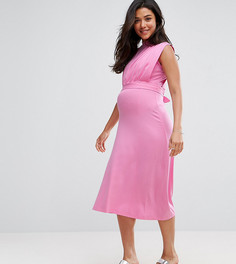 Платье миди с воротником-стойкой ASOS Maternity NURSING - Розовый