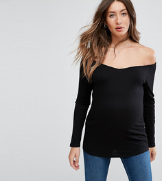 Топ в рубчик с открытыми плечами ASOS Maternity - Черный