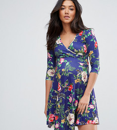 Приталенное платье с цветочным принтом для кормящих мам ASOS Maternity TALL - Темно-синий