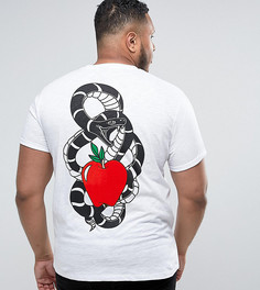 Меланжевая футболка со змеиным принтом ASOS PLUS - Белый