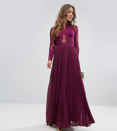Кружевное платье макси с плиссировкой ASOS PETITE WEDDING - Мульти