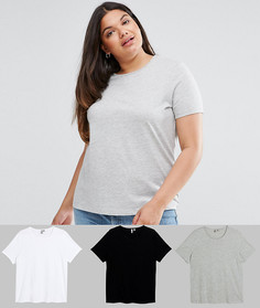 3 футболки с круглым вырезом ASOS CURVE - Скидка 15 - Мульти