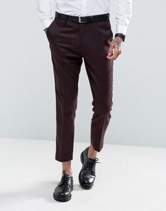 Бордовые узкие брюки укороченного кроя с геометрическим принтом Gianni Feraud - Красный