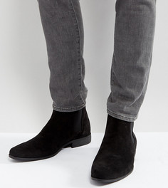 Черные ботинки челси для широкой стопы из искусственной замши ASOS - Черный