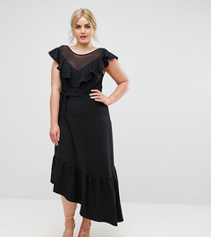 Асимметричное платье с оборками Club L Plus Senortia - Черный