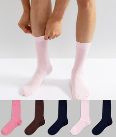 Набор из 5 пар высоких носков (розовые / темно-синие) ASOS - Мульти