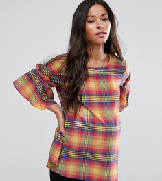 Футболка в клетку с оборками ASOS Maternity - Мульти