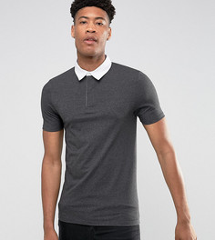 Темно-серая обтягивающая футболка-поло ASOS TALL - Серый