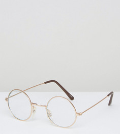 Круглые очки с прозрачными стеклами Reclaimed Vintage - Серебряный