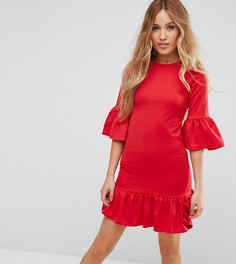 Платье мини с с рюшами по краю Glamorous Petite - Красный