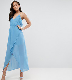 Платье-комбинация с запахом и оборками True Decadence Tall - Синий