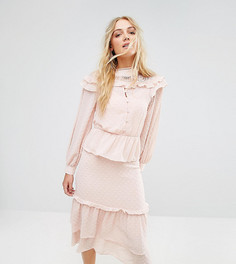 Платье мини с оборками и отделкой металлик True Decadence Tall - Розовый