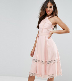 Приталенное платье с кружевными вставками True Decadence Tall Premium - Розовый